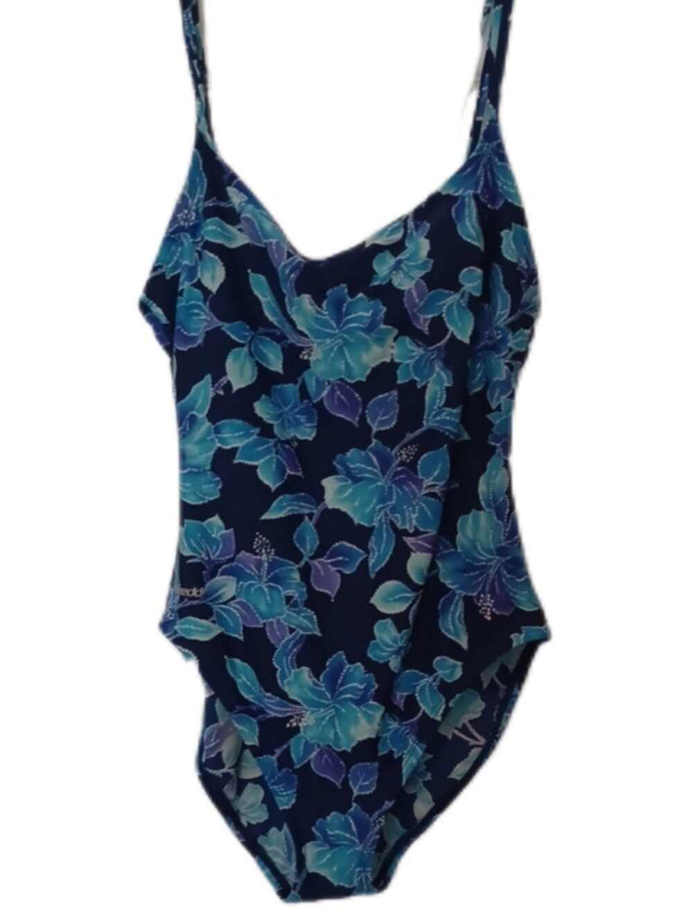 -- Speedo Floral One-Piece Swimsuit in Navy & Teal Size Medium